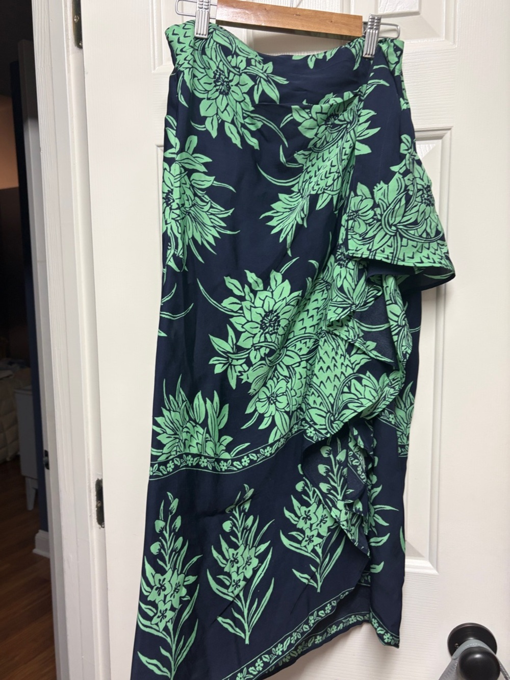 Navy & Mint Floral faux Wrap skirt